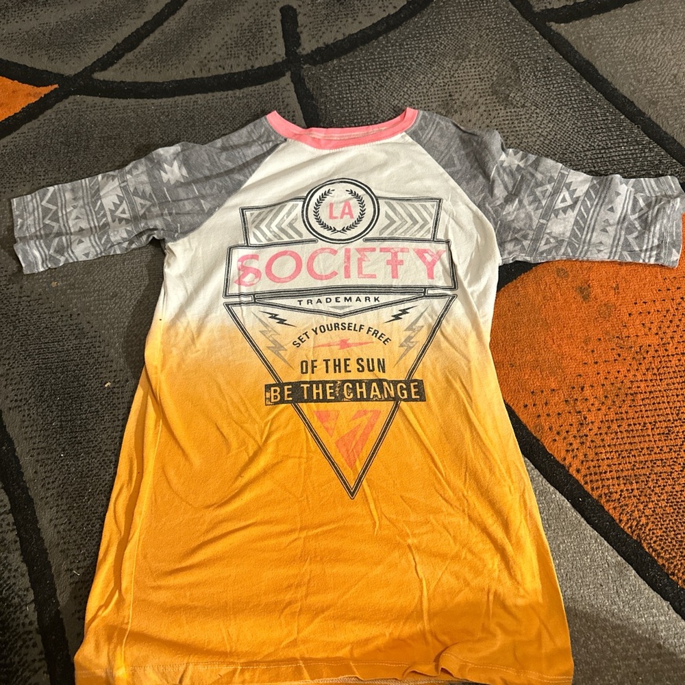 Society Kids' Gray and Yellow Graphic Tee